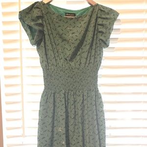 Satin green bird dress